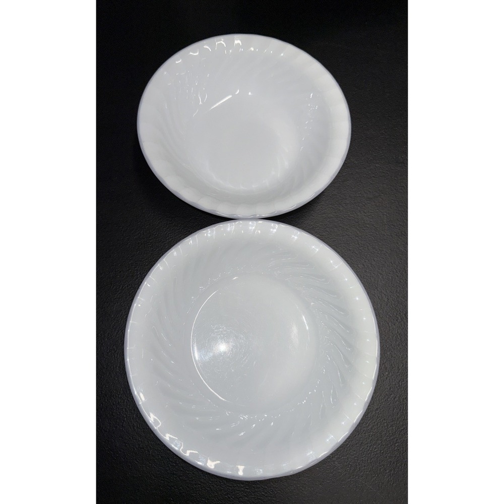 Corelle Swirl Cereal/Soup/Salad Bowls White Light blue Rim 7 .25" Set of 2
